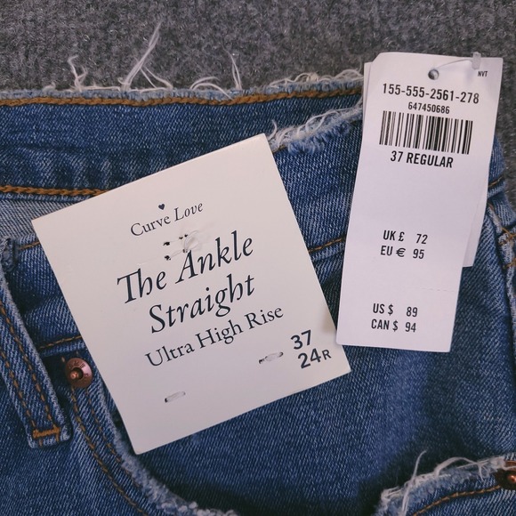 NWT Abercrombie Fitch Ankle Straight Ultra High Rise Jean Sz 24R (48x27) Stretch - Picture 8 of 13